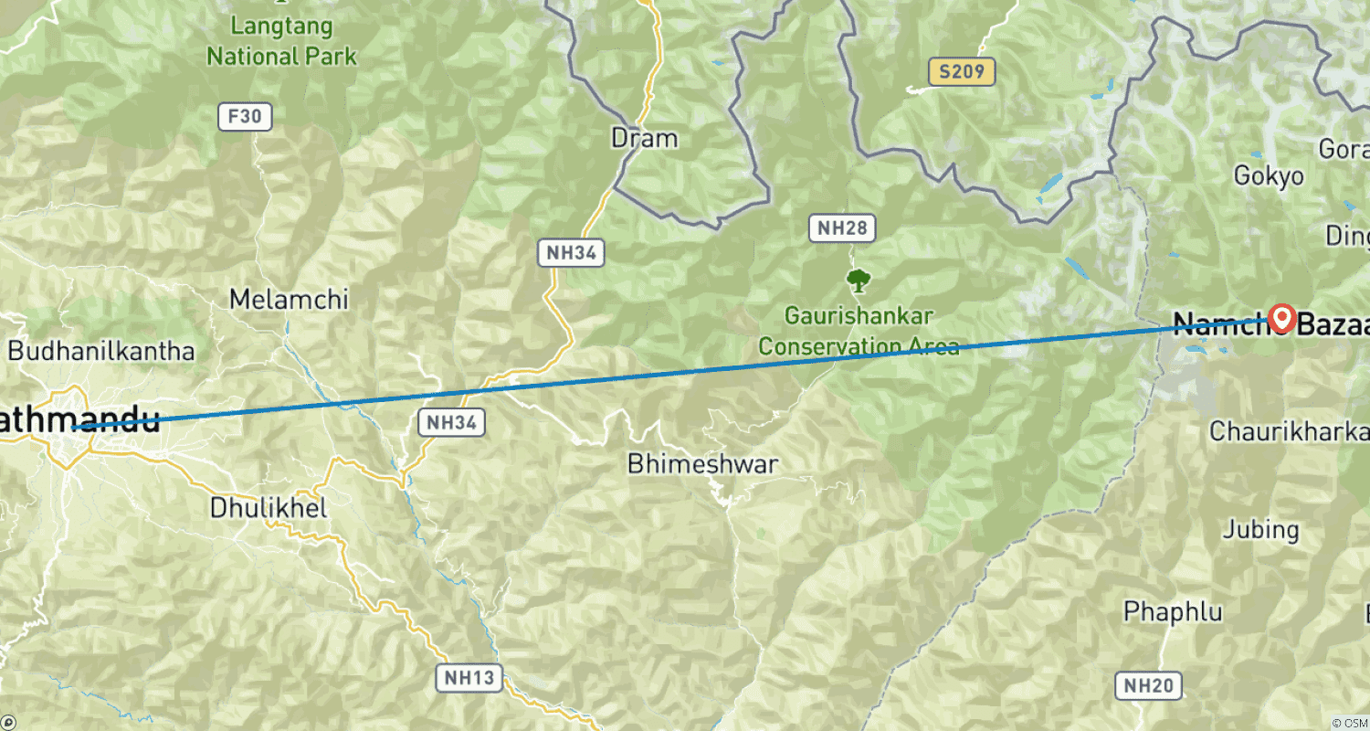 Mapa do percurso de Trekking em Namche Bazaar - 7 Dias