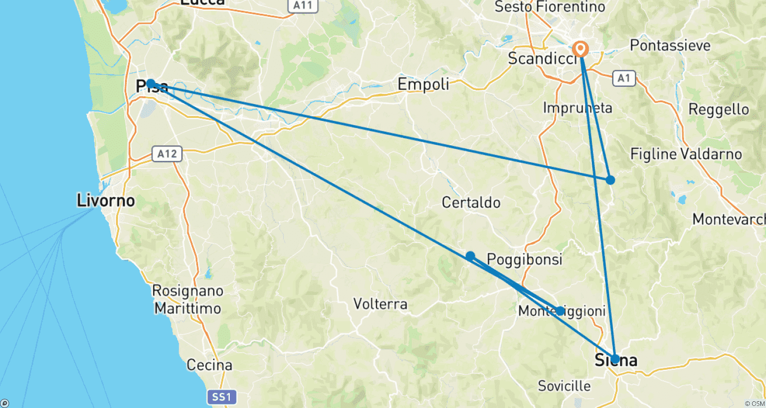 Mapa do percurso de Best of Tuscany - 4 Days