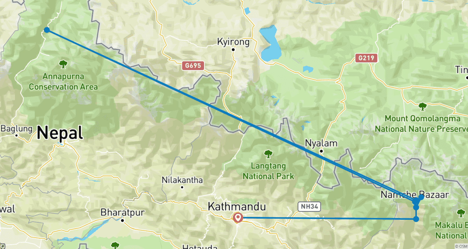 Mapa trasy: Tengboche Monastery Trek