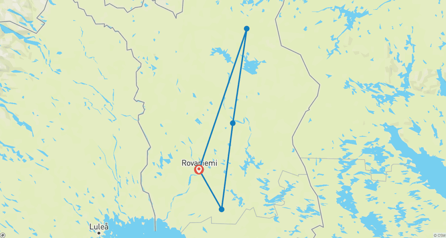 Mapa trasy: Niezapomniana Arktyczna Przygoda w Finlandii i Szklane Igloo