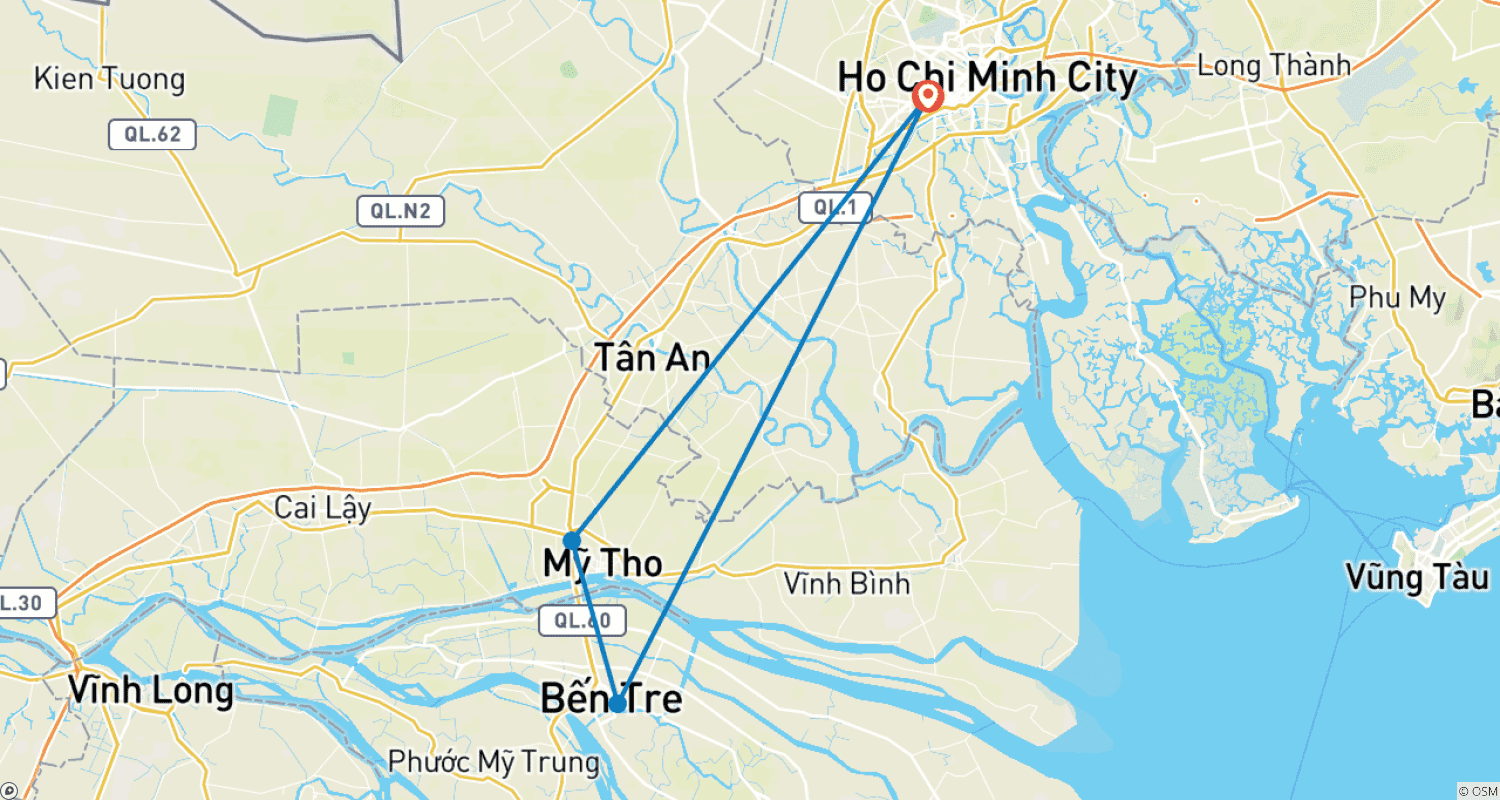 خريطة مسار Ho Chi Minh City - Mekong Delta Full Day
