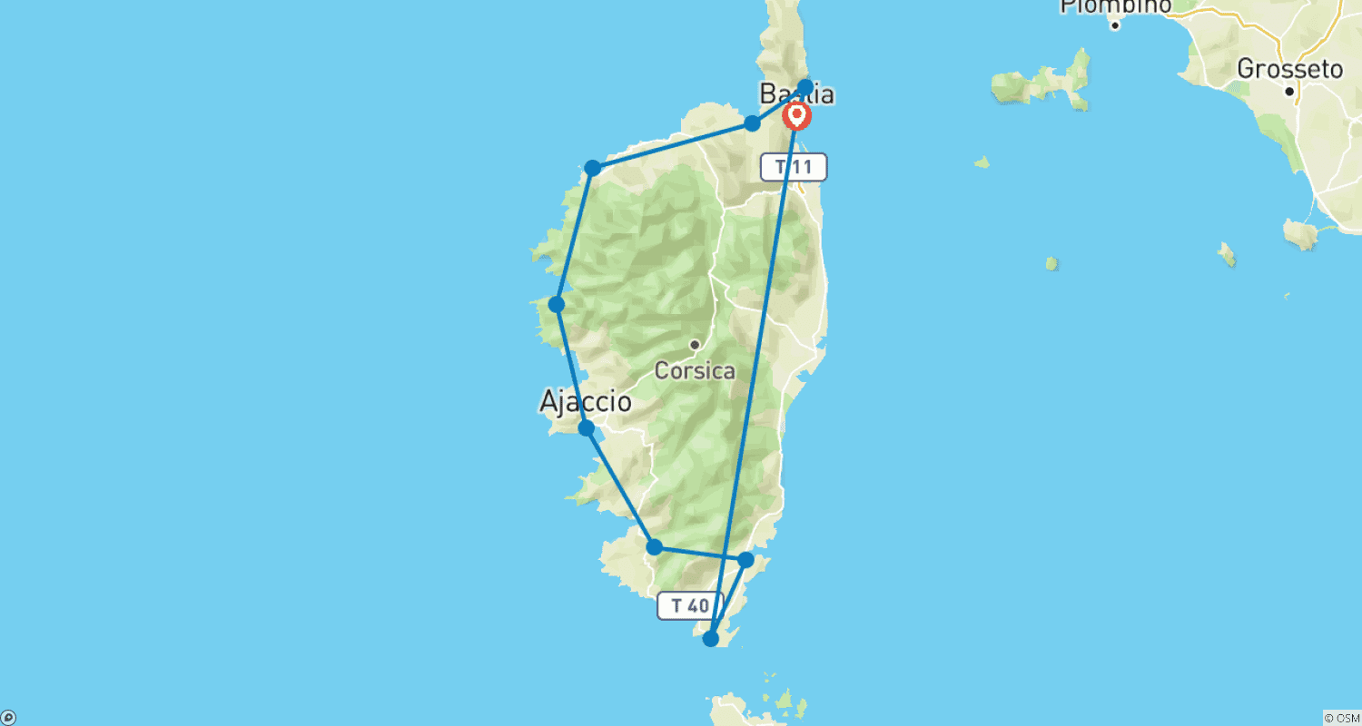 Mapa trasy: Get to Know Corsica