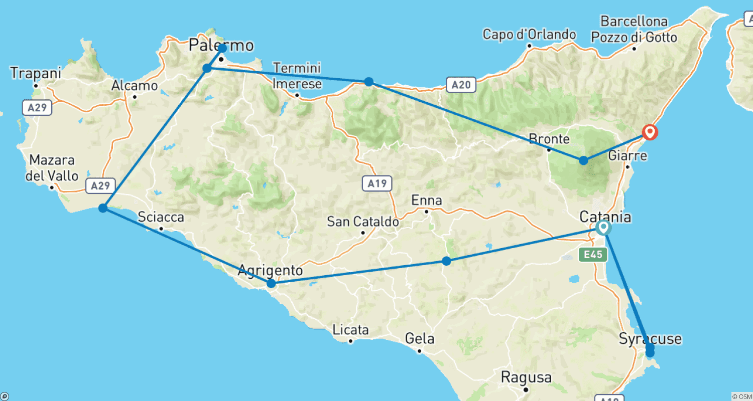 خريطة مسار Sicily's Highlights Between Palermo and Mount Etna