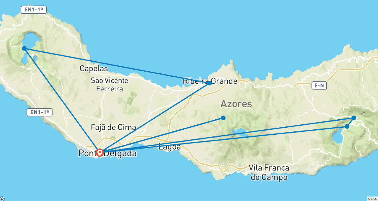 Mapa do percurso de Azores ─ beautiful greenery in the Atlantic