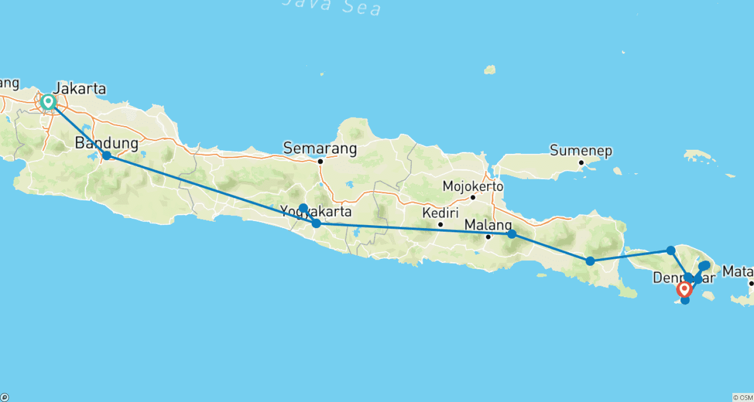 Mapa trasy: Java and Bali ─ Indonesian island dreams