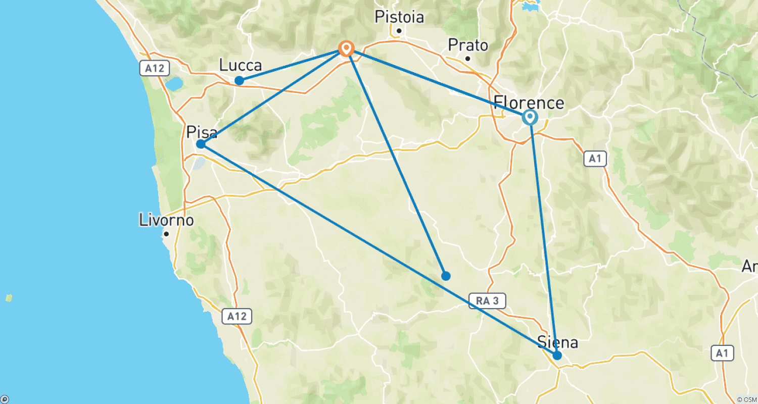 Mapa do percurso de The Magic of Tuscany