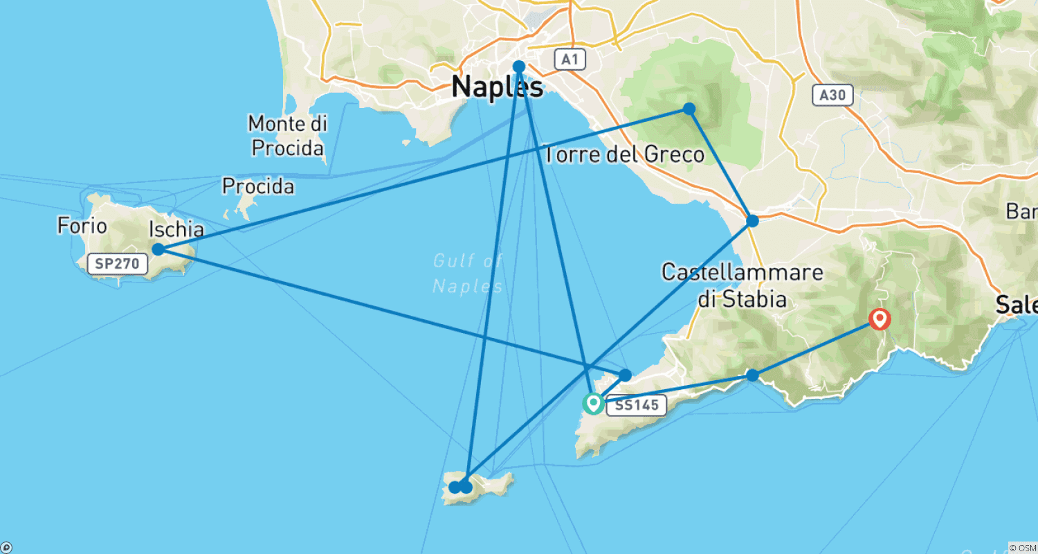Highlights on the Gulf of Naplesのルートマップ