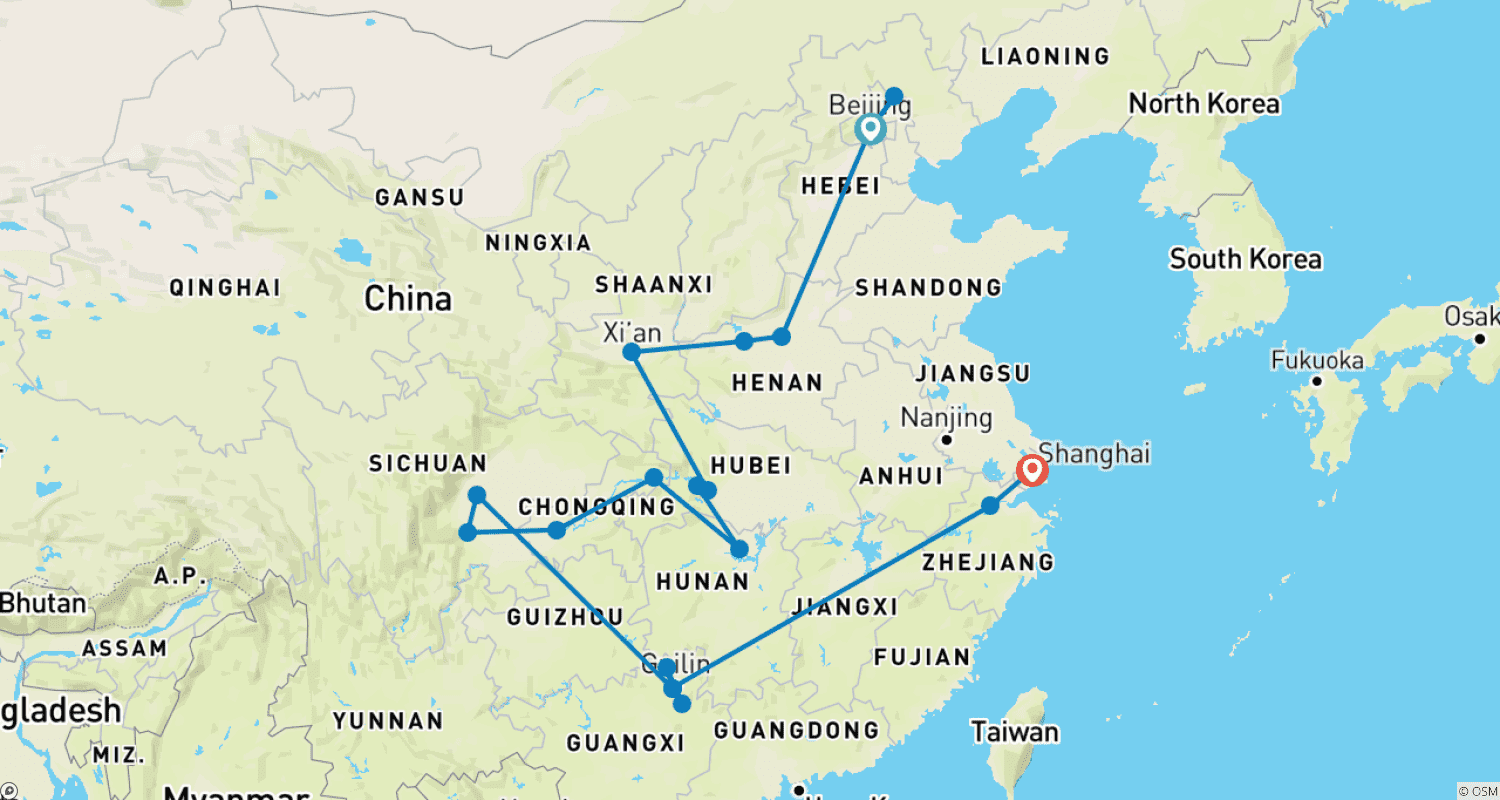 Mapa trasy: China - the Middle Kingdom