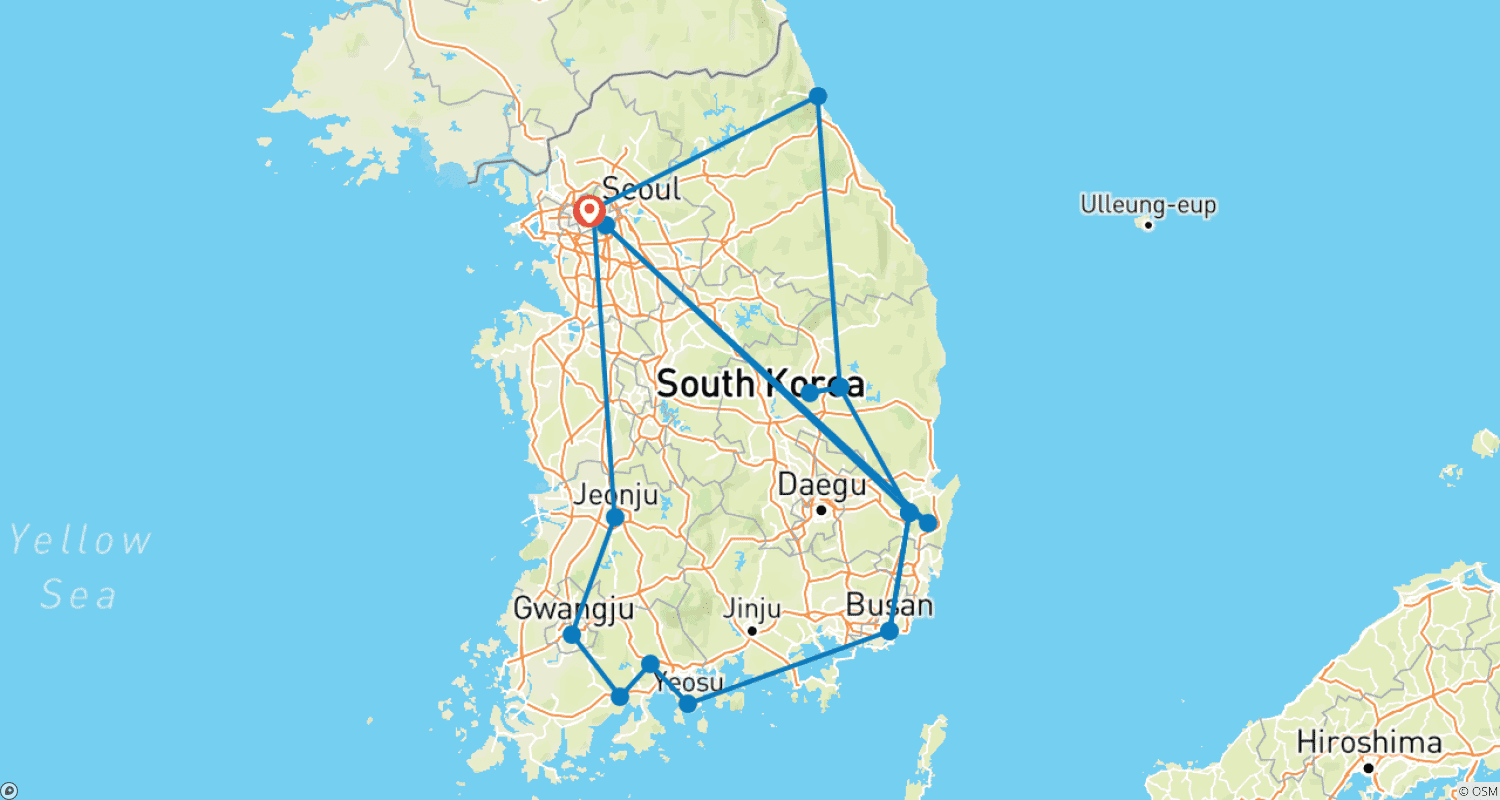 خريطة مسار South Korea - The Land of Great Beauty