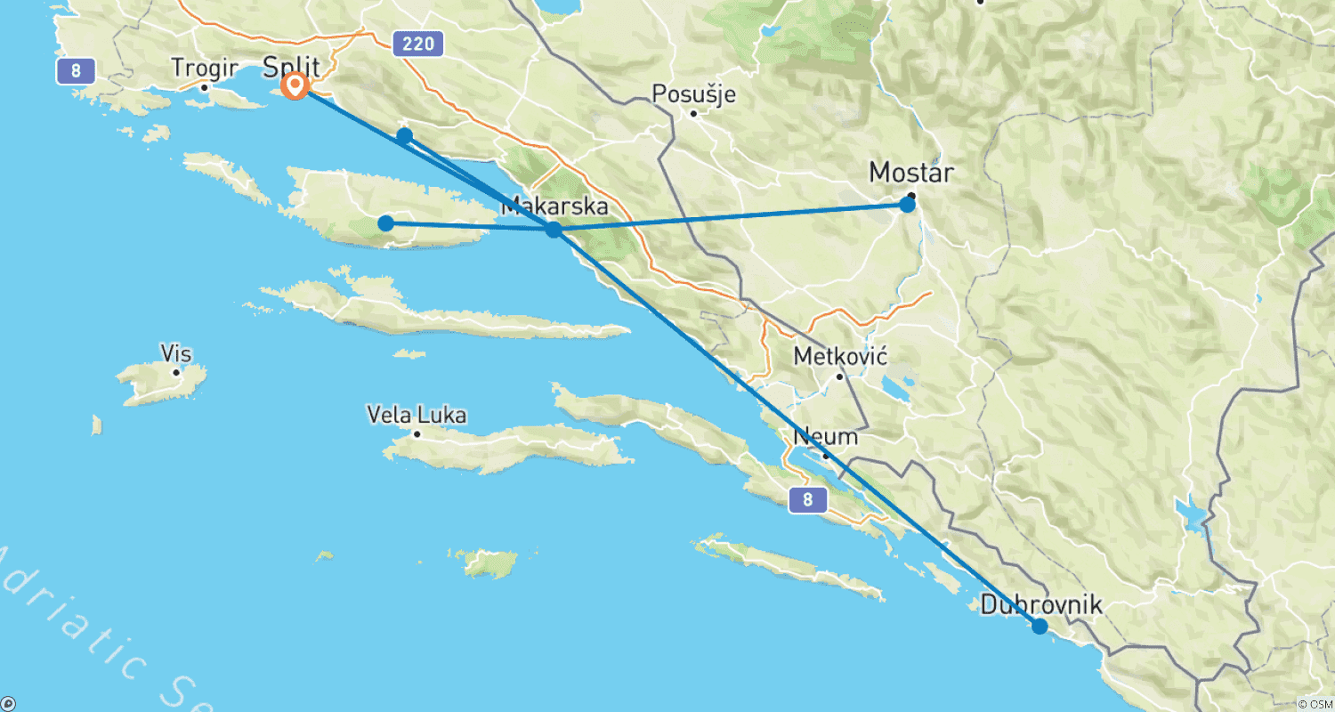 Mapa trasy: Get to Know Dalmatia