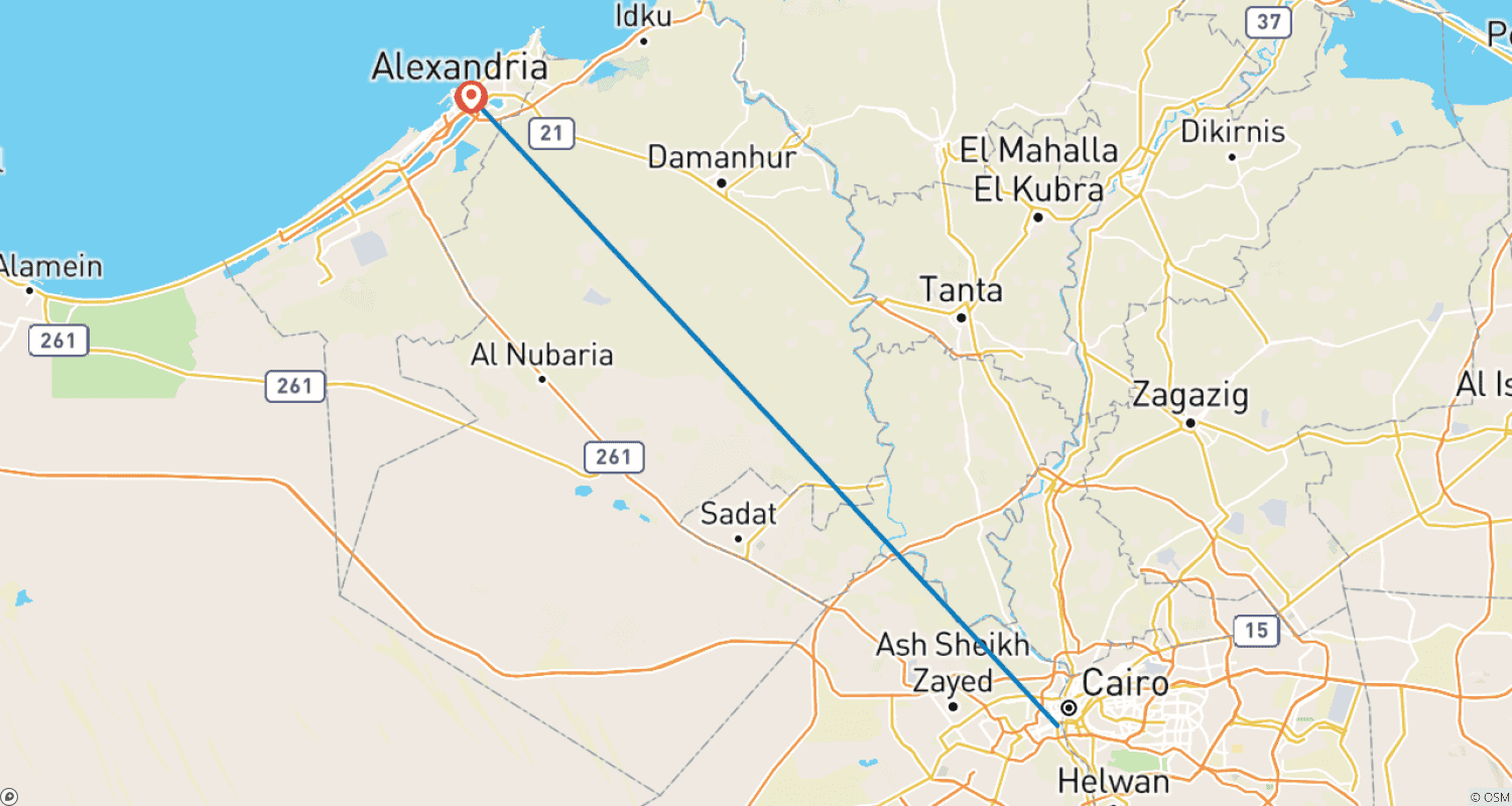 Mapa trasy: Piramidy w Gizie, Memfis, Sakkarze i Dahszur 5 dni 4 noce