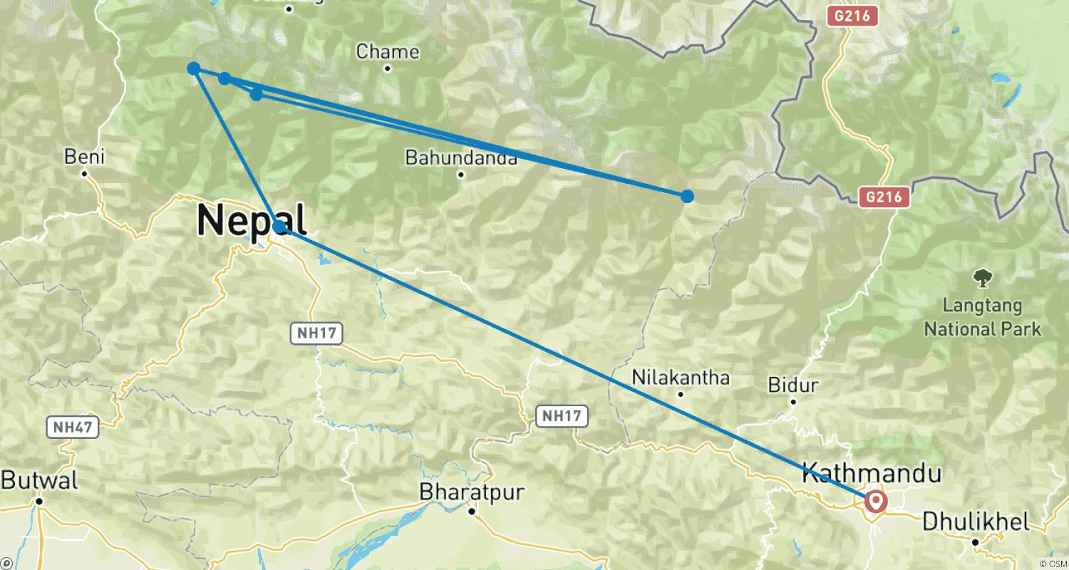 خريطة مسار Annapurna Base Camp Trek