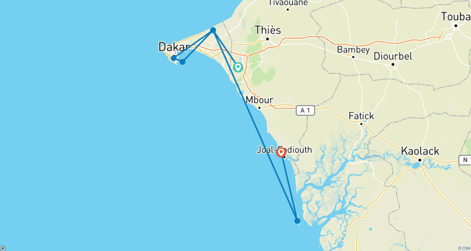 Mapa trasy: Eko Senegal 8 Dni