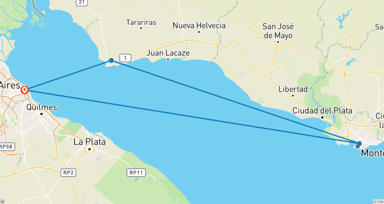 خريطة مسار 2-Day Trip to Colonia and Montevideo from Buenos Aires