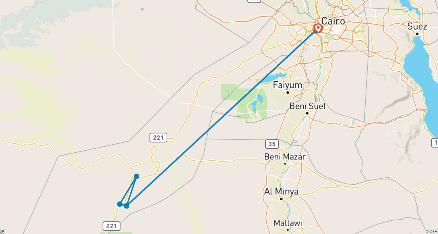 Mapa do percurso de 4 Days Adventure Package to Cairo and Bahariya Oasis