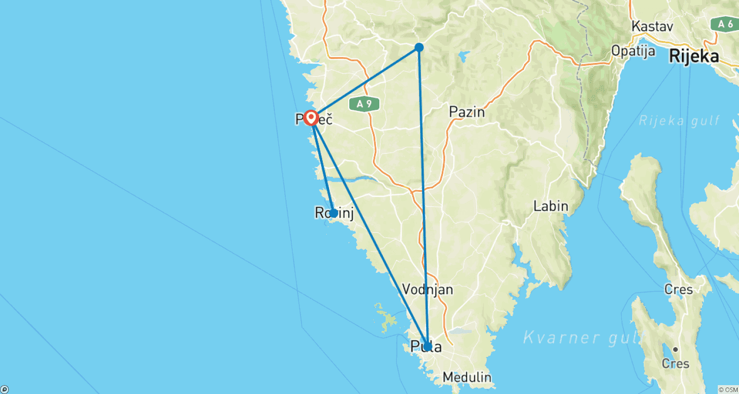 Mapa trasy: Incredible Istria - 8 days