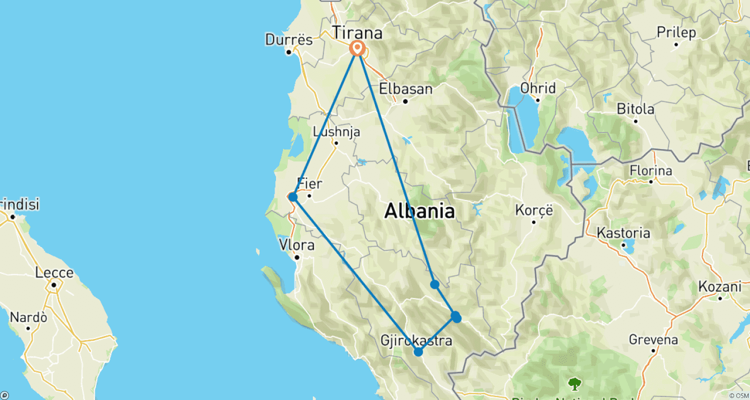 خريطة مسار Albania’s Gems: Authentic Gjirokastra and Scenic Përmet