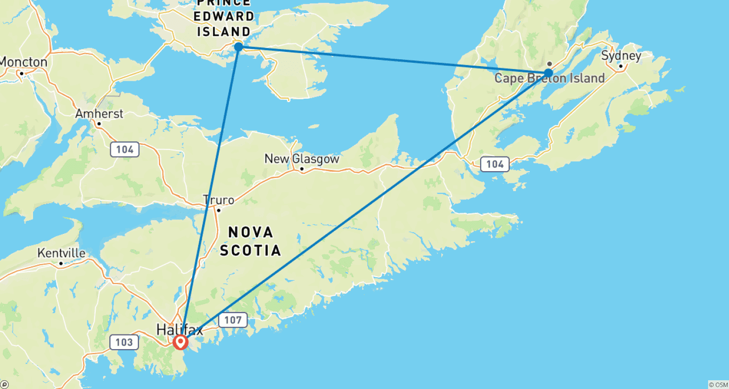 خريطة مسار Drive Atlantic Canada: Highlands and Islands