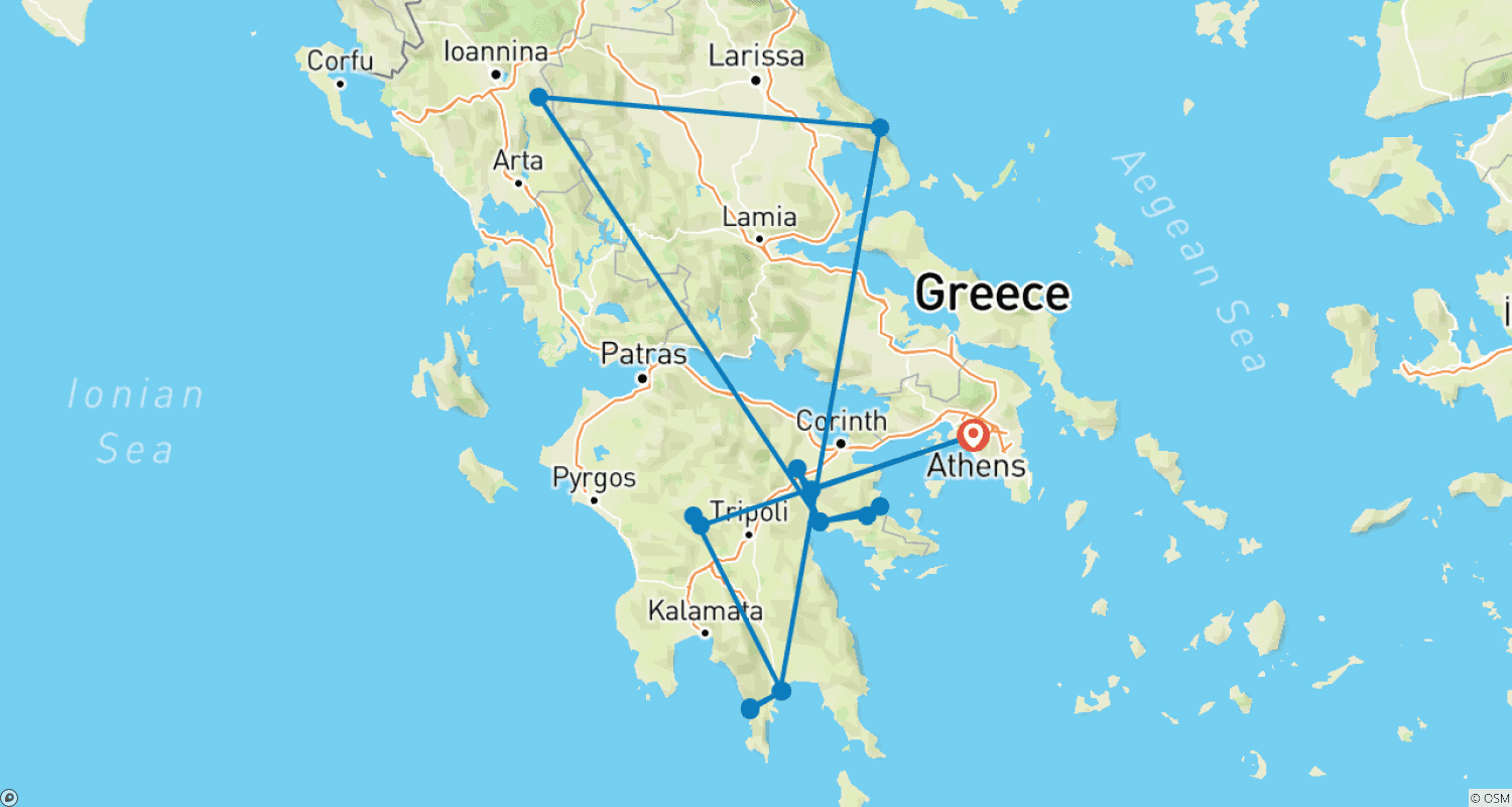 Mapa trasy: Active & Culture Peloponnese Adventure
