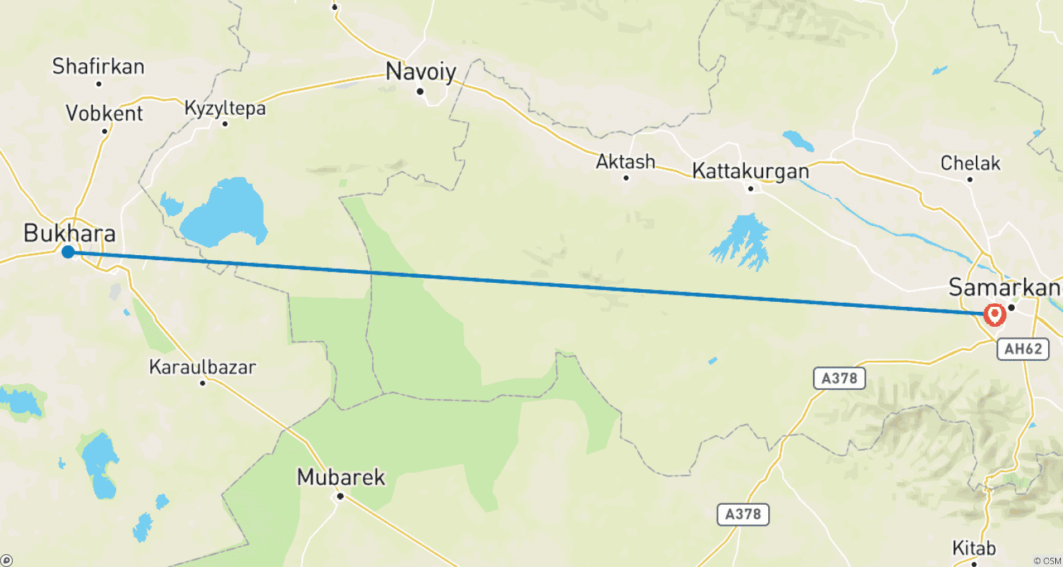 Mapa do percurso de Private Two-day Tour to Bukhara from Samarkand