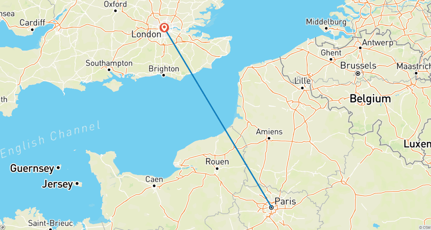 Mapa trasy: 7 Day Paris And London