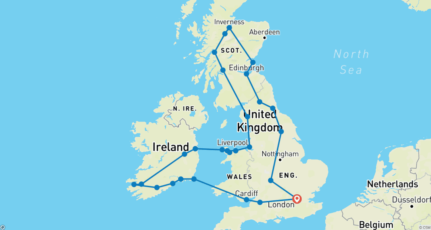 Mapa do percurso de Britain and Ireland Explorer - Premium (Classic)