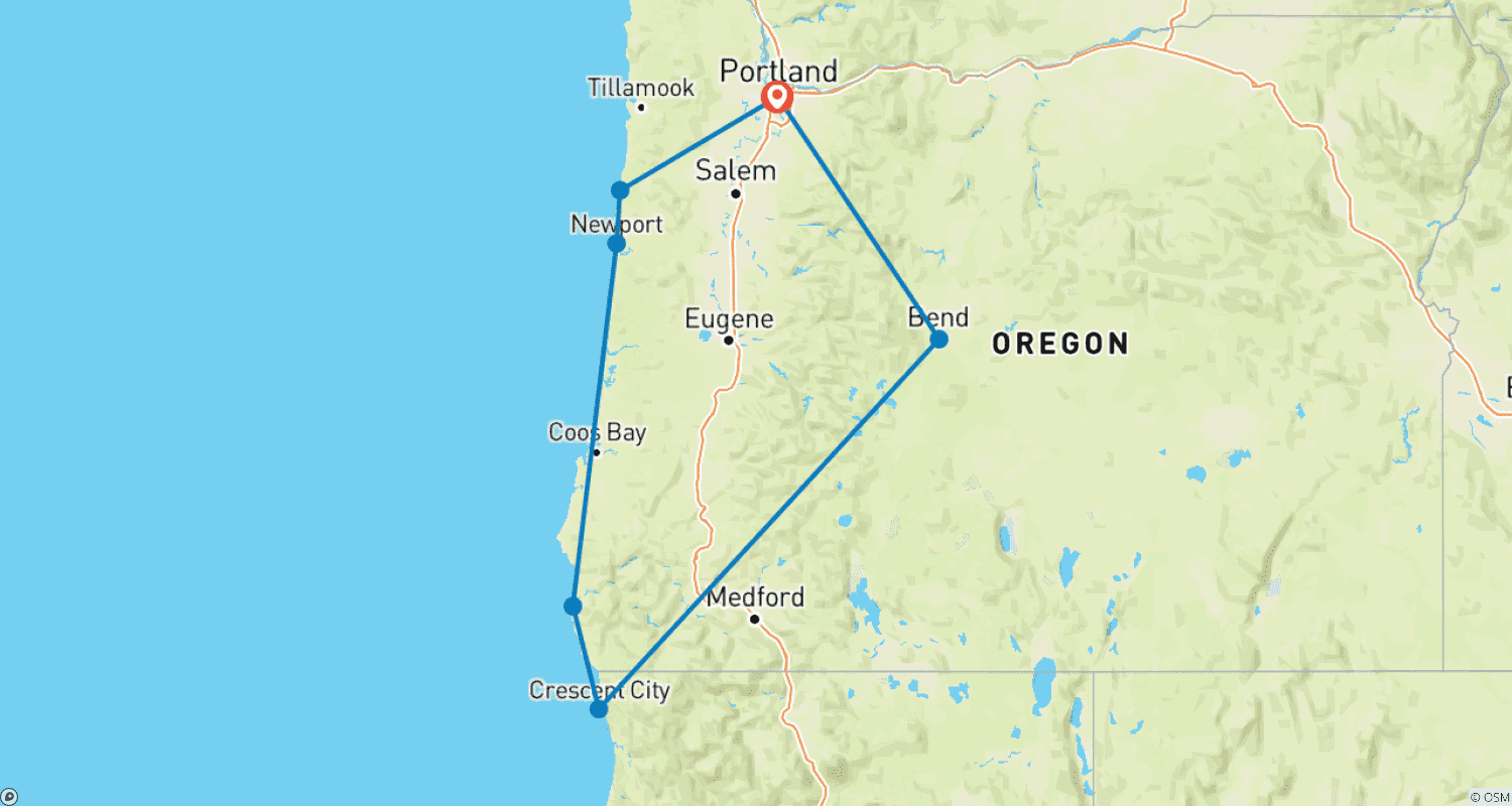 Mapa trasy: Oregon Loop - 7 days