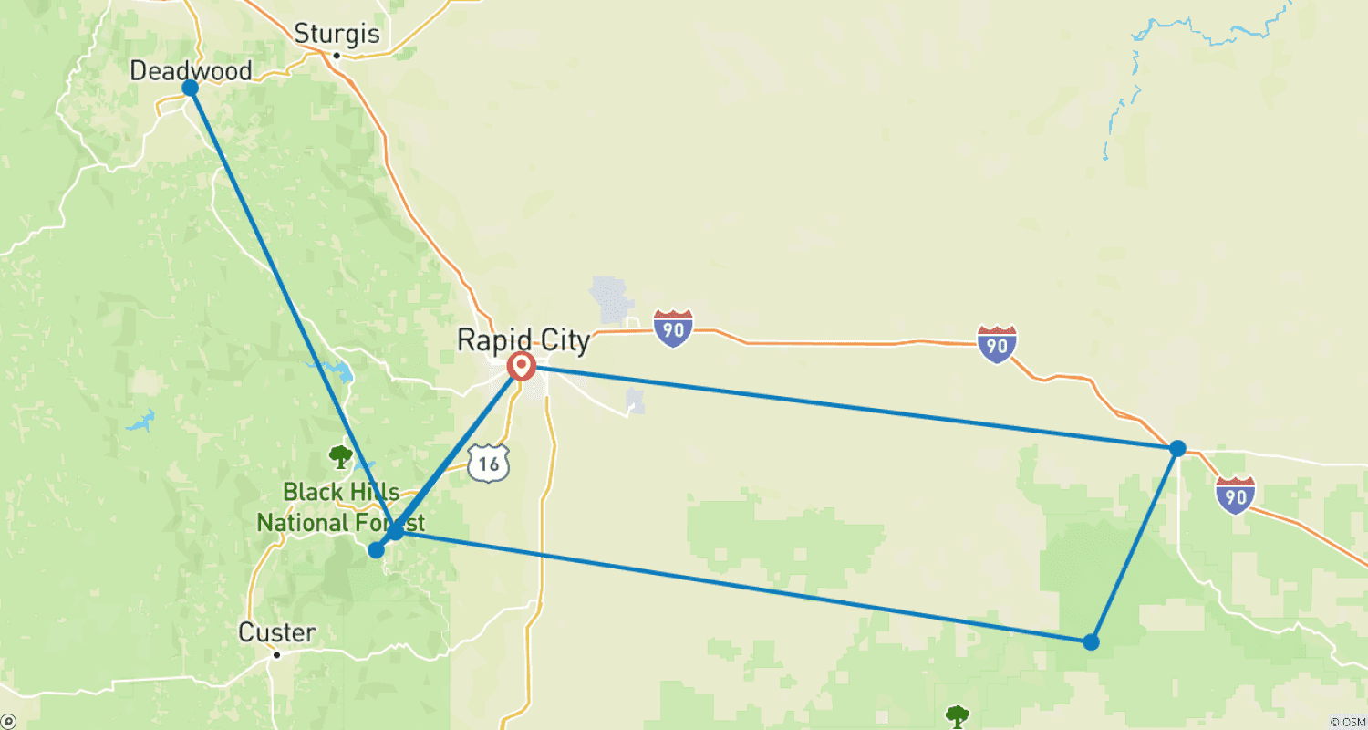 Mapa do percurso de Mount Rushmore & South Dakota's Black Hills - 6 days