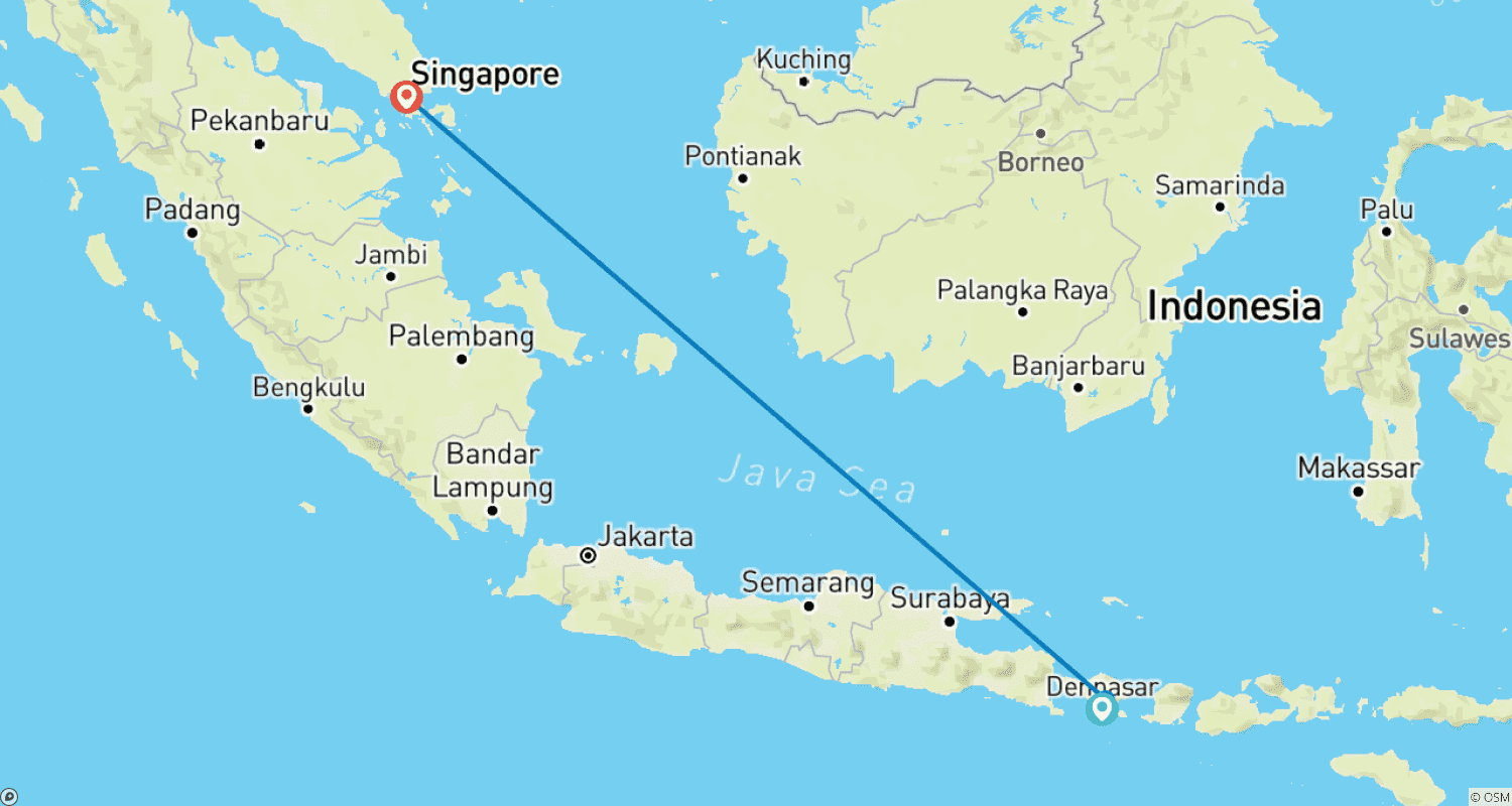 Mapa trasy: Bali i Singapur