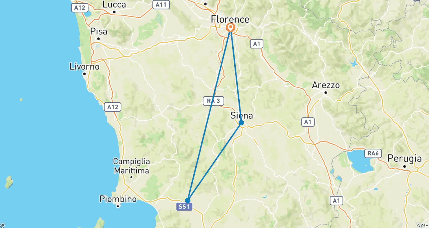 Mapa do percurso de The Essence of Tuscany: Florence & Tuscany in 3 Days