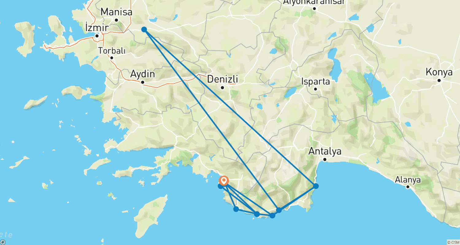 Mapa do percurso de Turkey Sailing Adventure - 7 days
