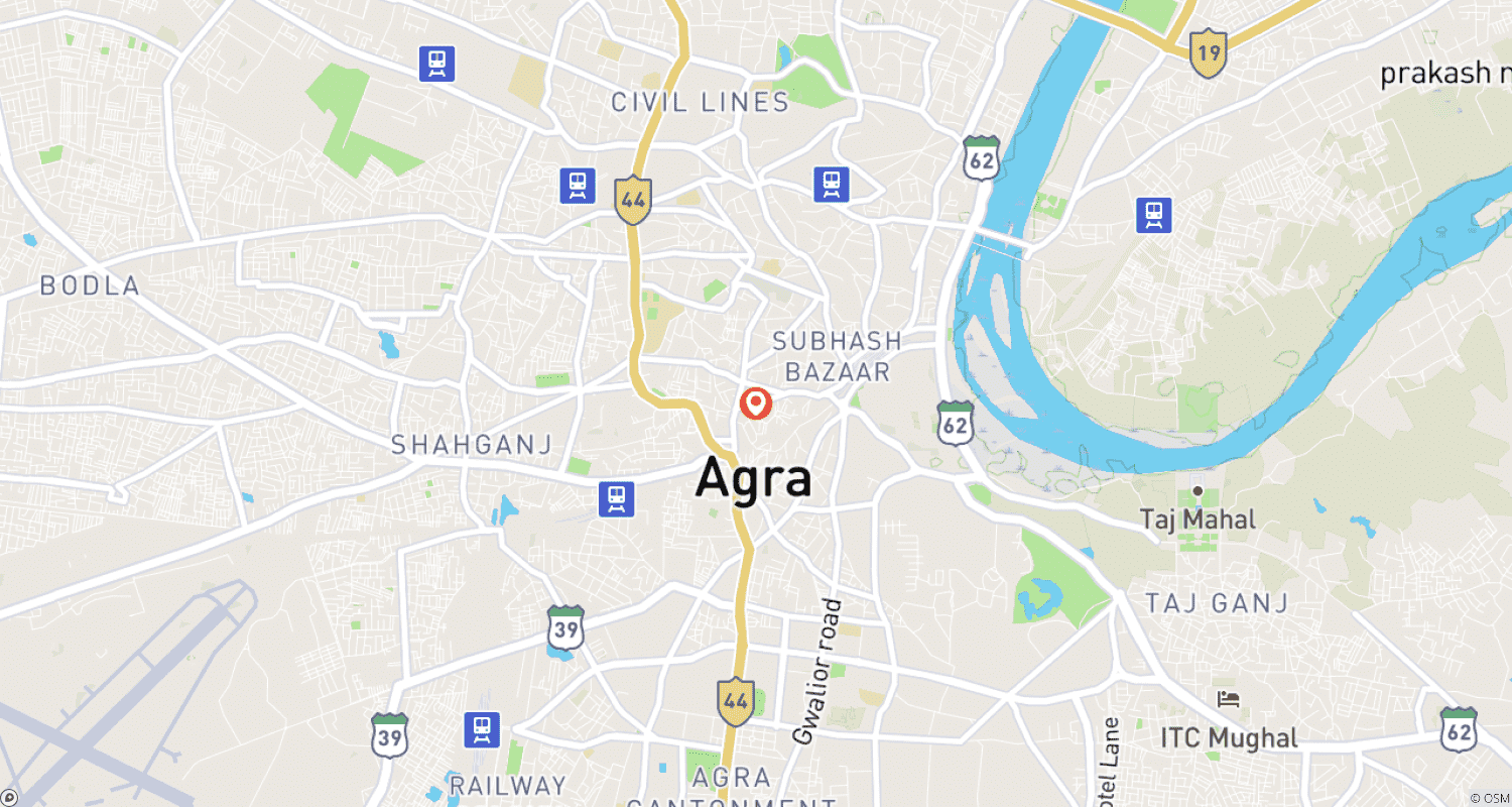 Mapa do percurso de Agra: Passeio a Pé de Comida de Rua, Mercado de Especiarias e Passeio de Tuk-tuk