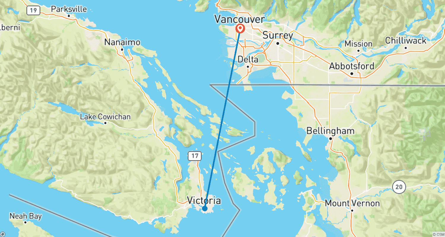 خريطة مسار West Coast City Stay: Vancouver & Victoria