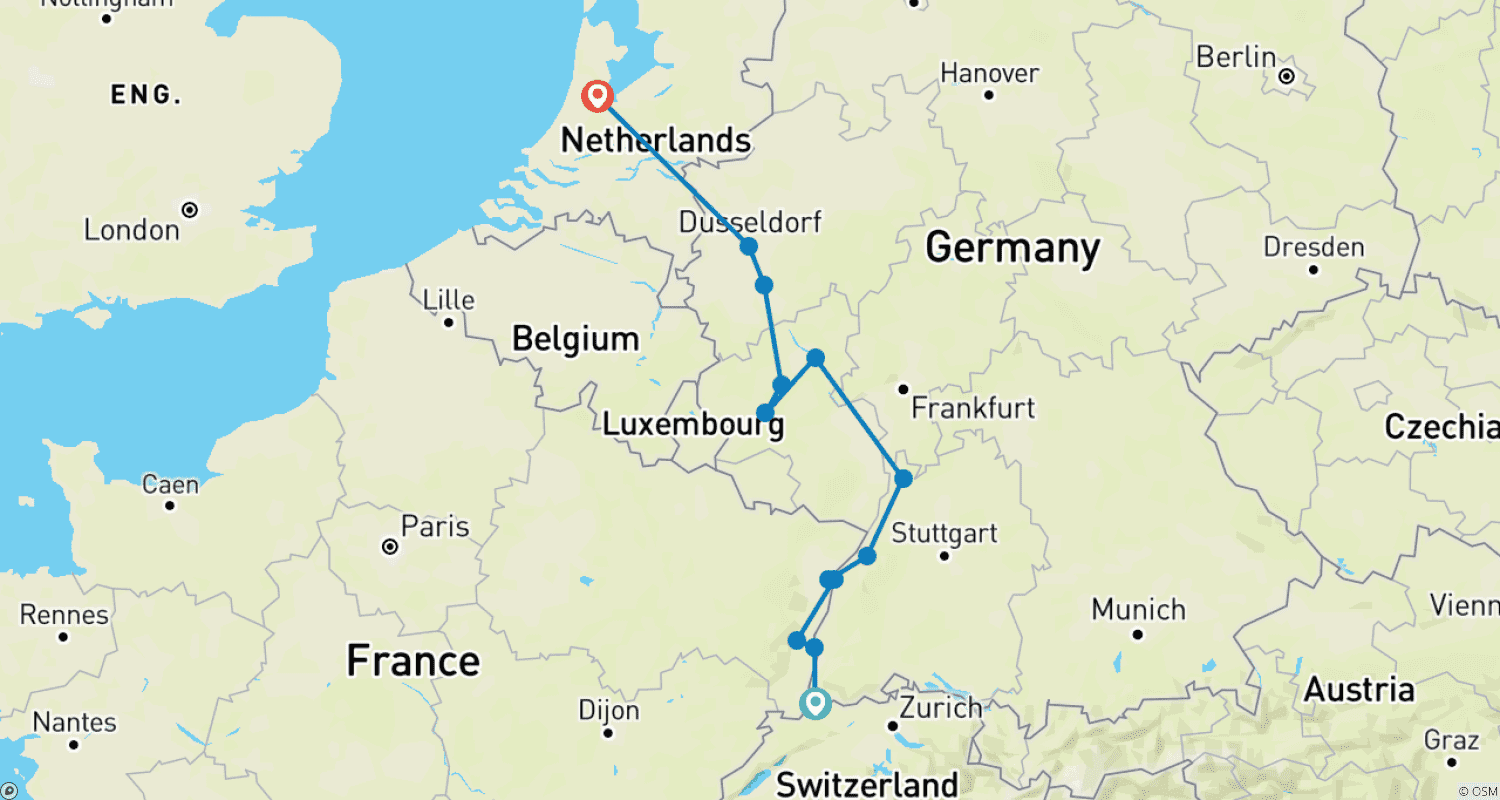 خريطة مسار Christmas Markets on the Rhine 2026 - 8 Days (including Kehl)