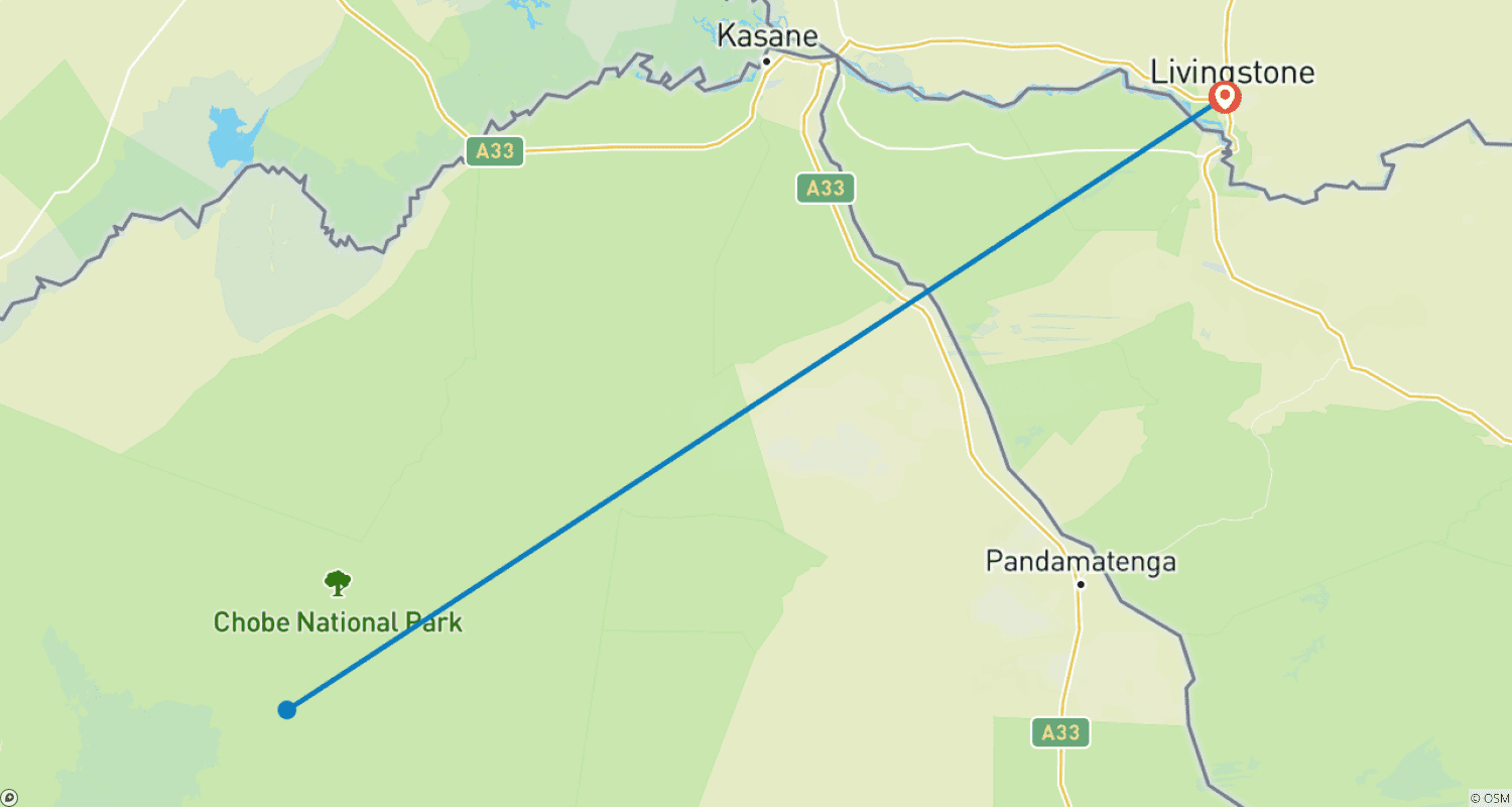 Mapa do percurso de From Livingstone (Zambia): 1-Day Chobe National Park Wildlife Adventure
