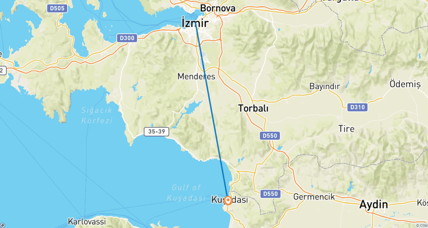 Mapa trasy: 7-dniowy Pakiet Wypoczynkowy w Kusadasi