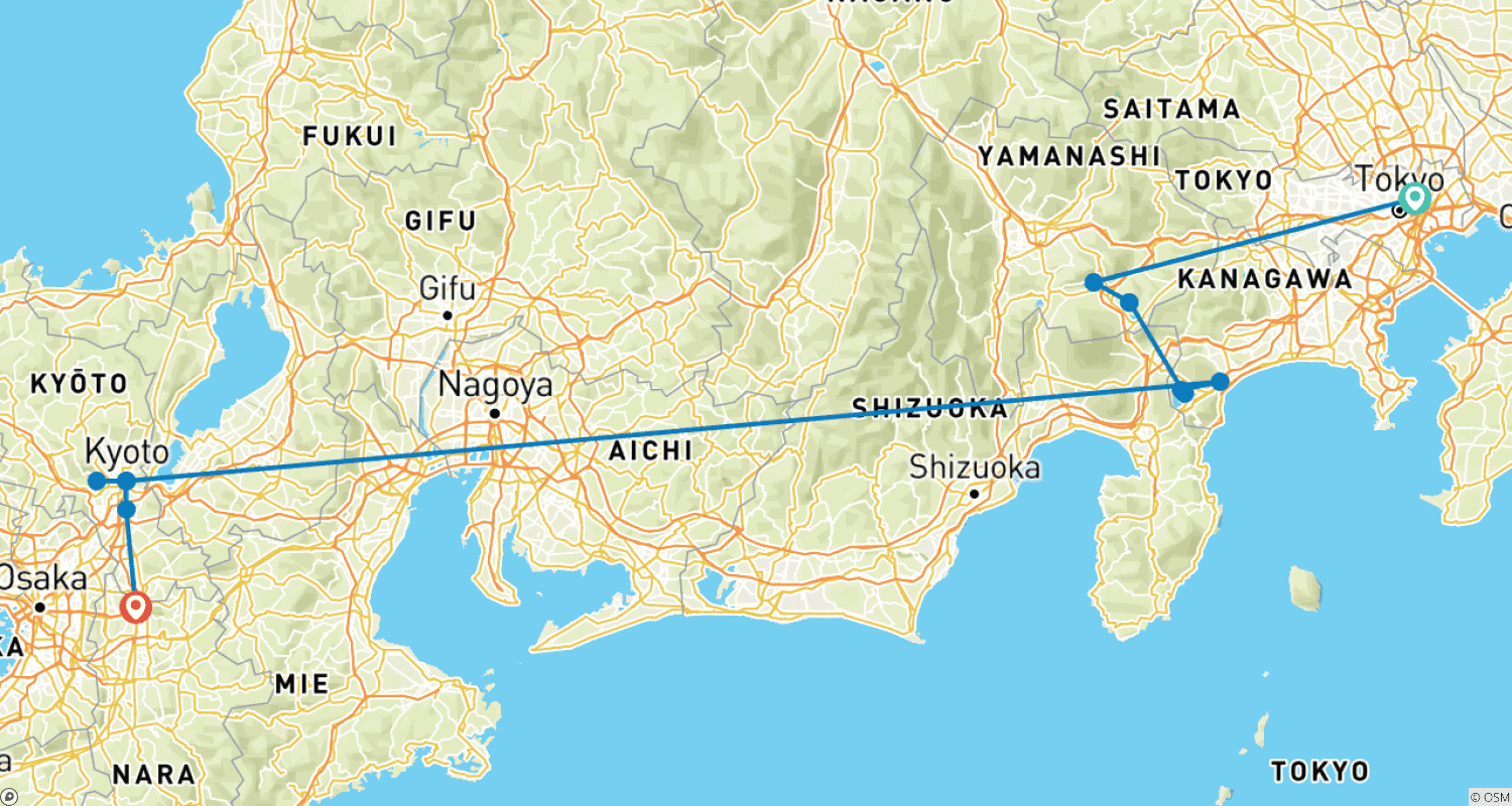 7 Day All Inclusive Japan Classics(Private Guide and Driver)- Umetravelのルートマップ
