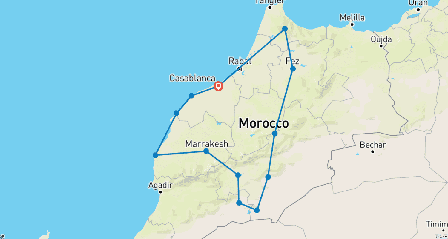 Mapa trasy: Morocco Photo Tours