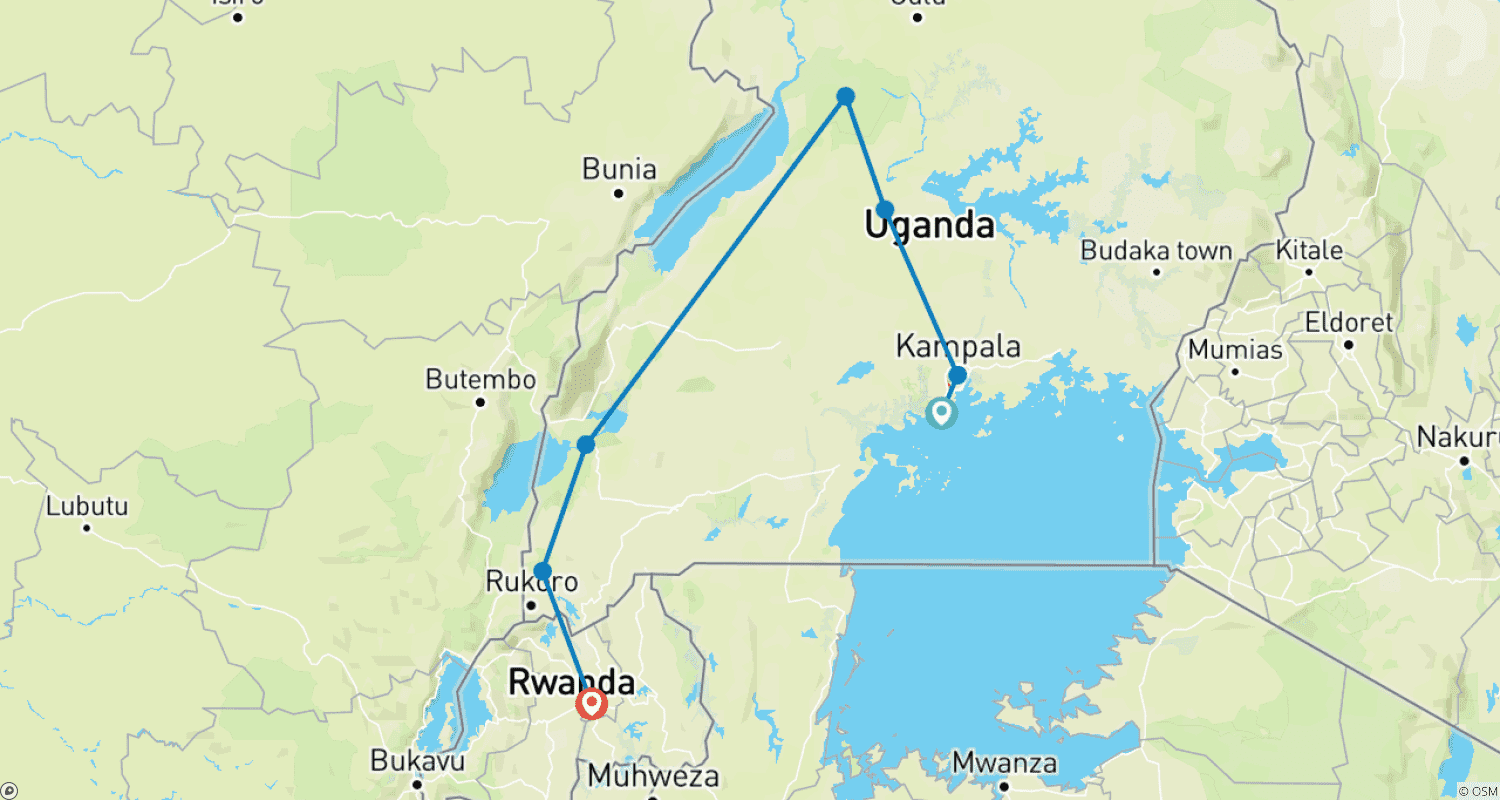خريطة مسار 8 Days Uganda Gorilla and Wildlife Safari
