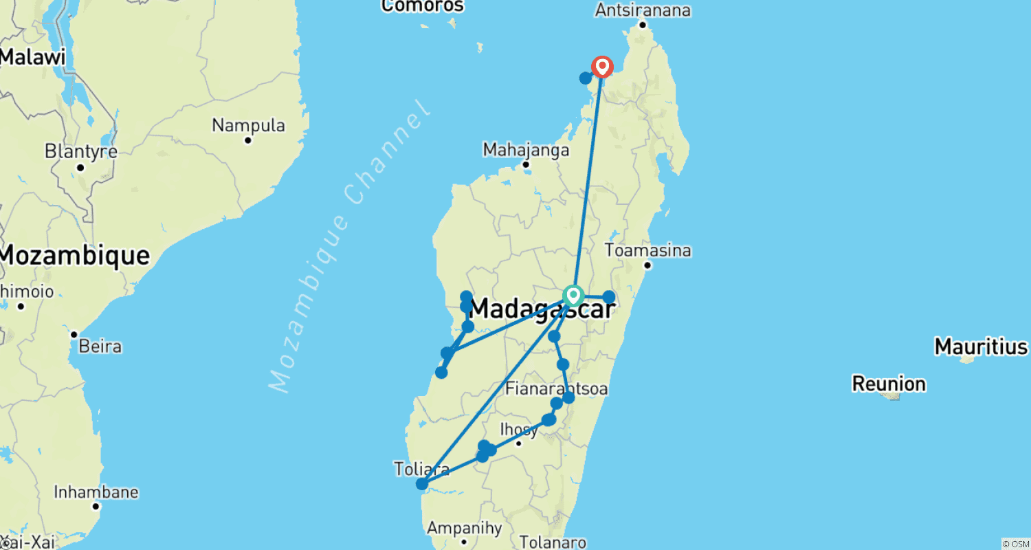 Mapa trasy: Group Tours | 17 Days Madagascar in Depth