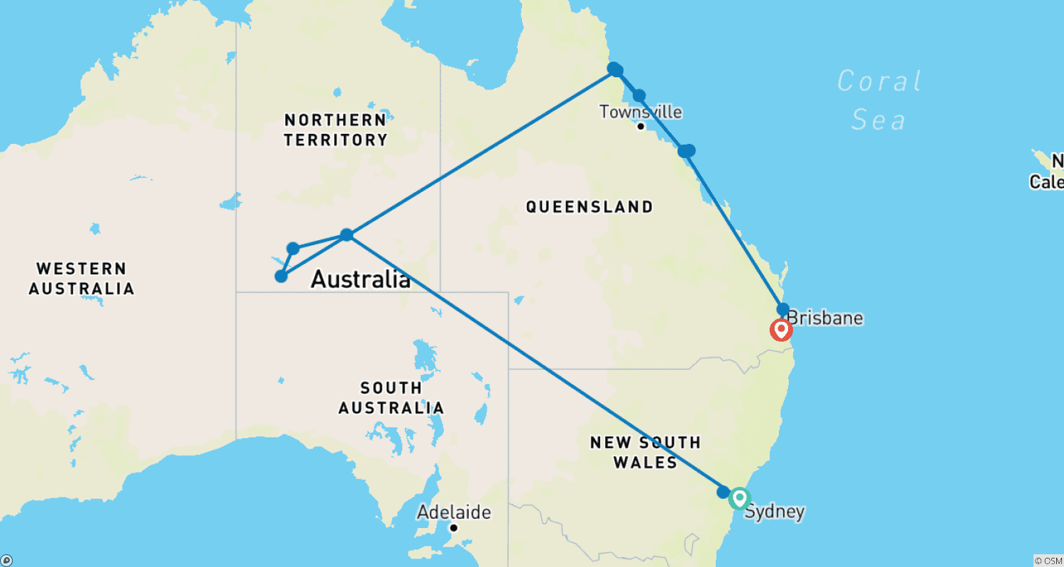 Mapa trasy: Sydney) Rock, Reef & Rail