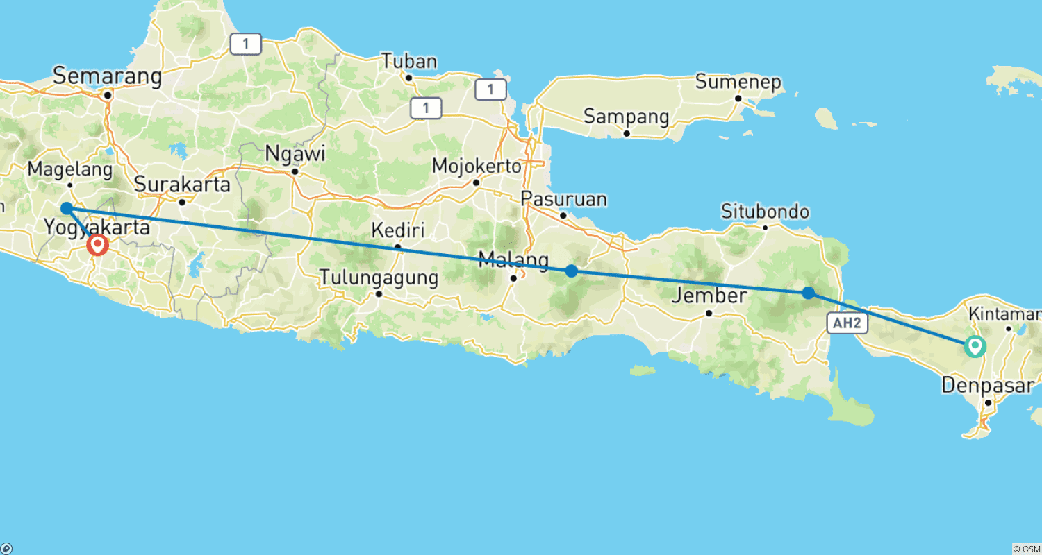 خريطة مسار From Bali: Mount Ijen, Bromo and Borobudur Tour