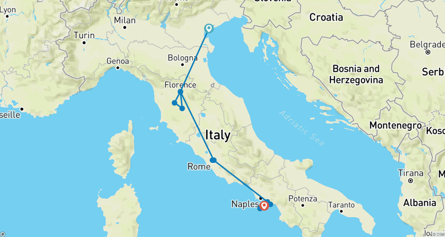 Mapa trasy: Magnificent Italy by High-Speed Train