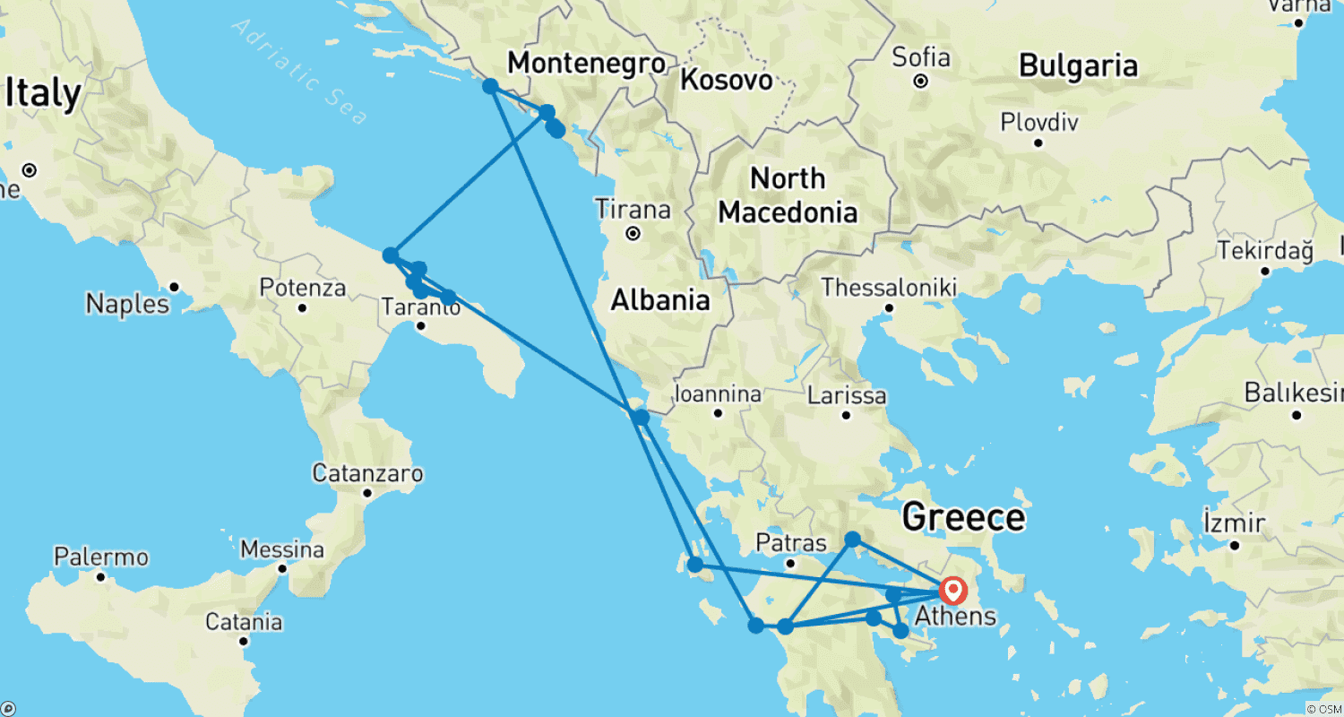 خريطة مسار Gems of Greece & Adriatic Cruise - 13 days