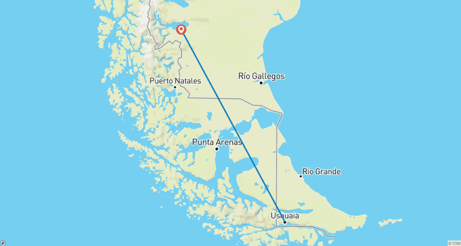7-Day Ushuaia & Calafate: Off the Beaten Path Adventureのルートマップ