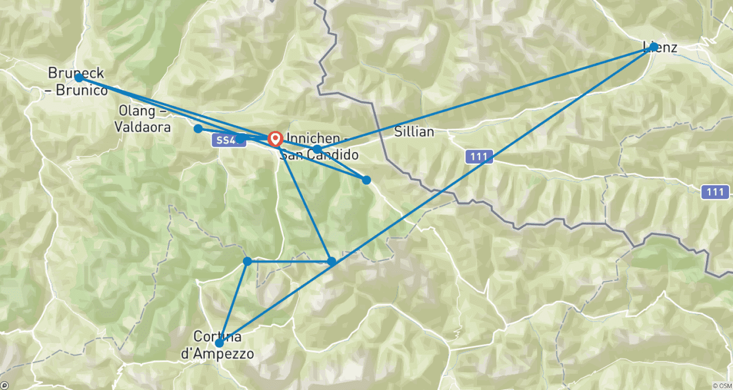 Mapa trasy: Star cycle Tour valley Cycle Paths Dolomites category B