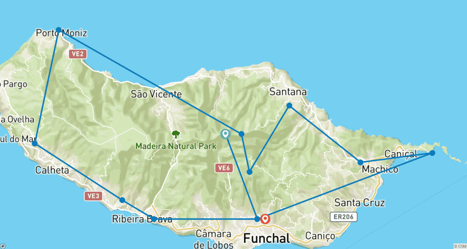 Mapa do percurso de Madeira in 8 Days: A Scenic Road Trip