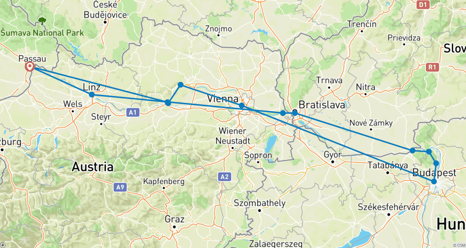 خريطة مسار دانوب رابسودي (Passau - Passau)