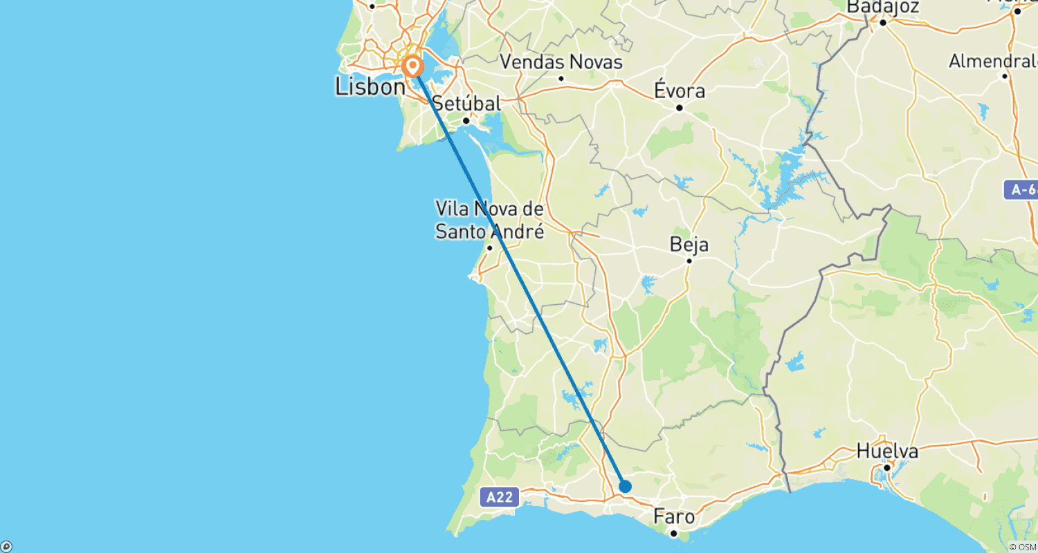 Mapa trasy: Niezapomniana wycieczka golfowa w Portugalii 10 dni / 9 nocy