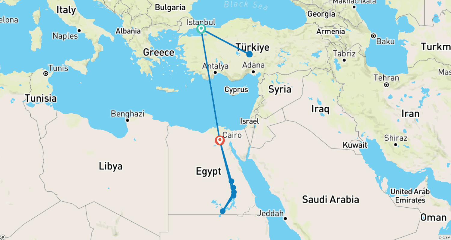 Mapa do percurso de 11 Days - Best of Turkey and Egypt